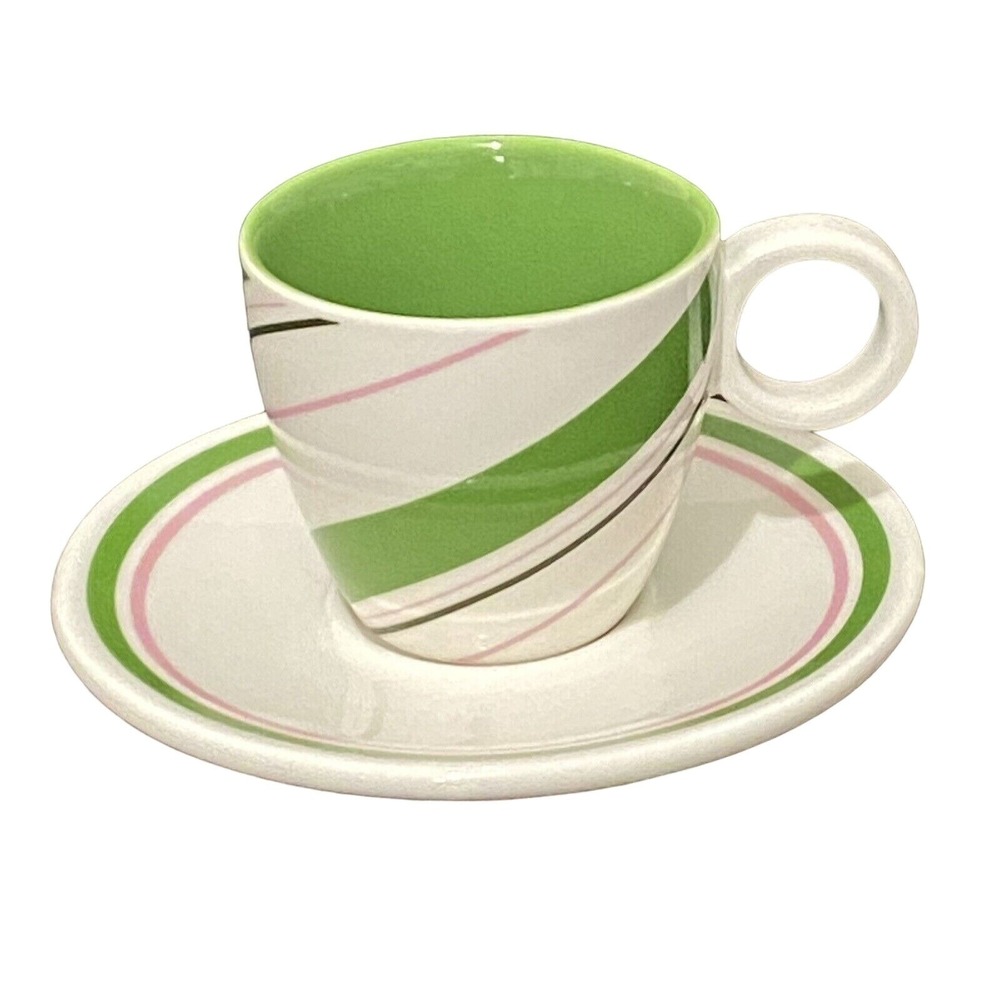 Starbucks Holiday 2007 Espresso Demitasse and Saucer Christmas Winter Peppermint